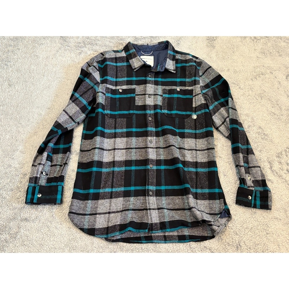 NWOT Modern Amusement Flannel Shirt Mens XL Teal Gray Plaid Cotton Shacket